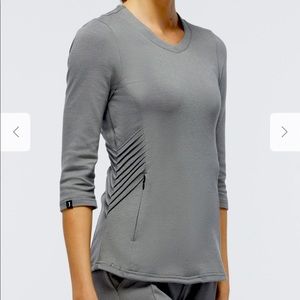 Jaanuu 3/4 Sleeve Moto Top Large Grey
